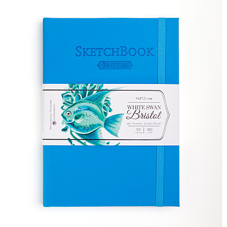 Скетчбук Малевичъ для графики и маркеров Bristol Touch, голубой, 180 г/м, А5 см, 50л 