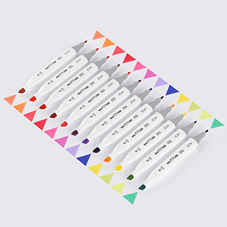 Набор двусторонних маркеров для скетчинга MESHU 12цв., основные и флуоресцентные цвета, корпус трехг