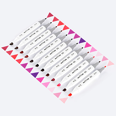 Набор двусторонних маркеров для скетчинга MESHU 12цв., ягодные цвета, корпус трехгранный, пулевид./к
